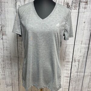 Adidas Women's Heather Gray V-Neck Tee